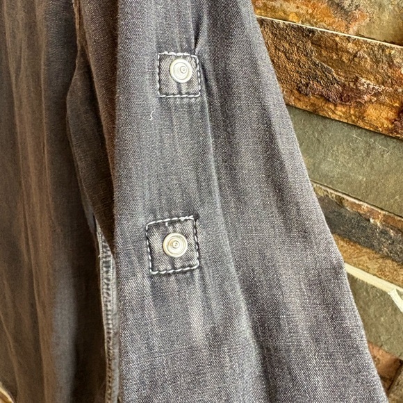 Ryan Michael Western Black Denim Wash 3/4 Long Sleeve Shirt Dress Snap button - Picture 5 of 7